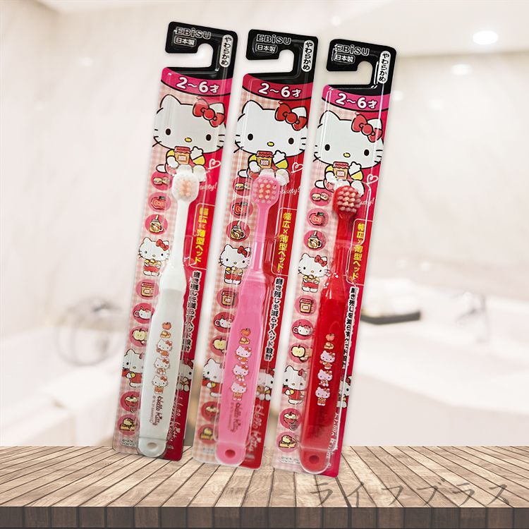 日本製EBISU兒童牙刷-Kitty/ 2~6歲/ 6支