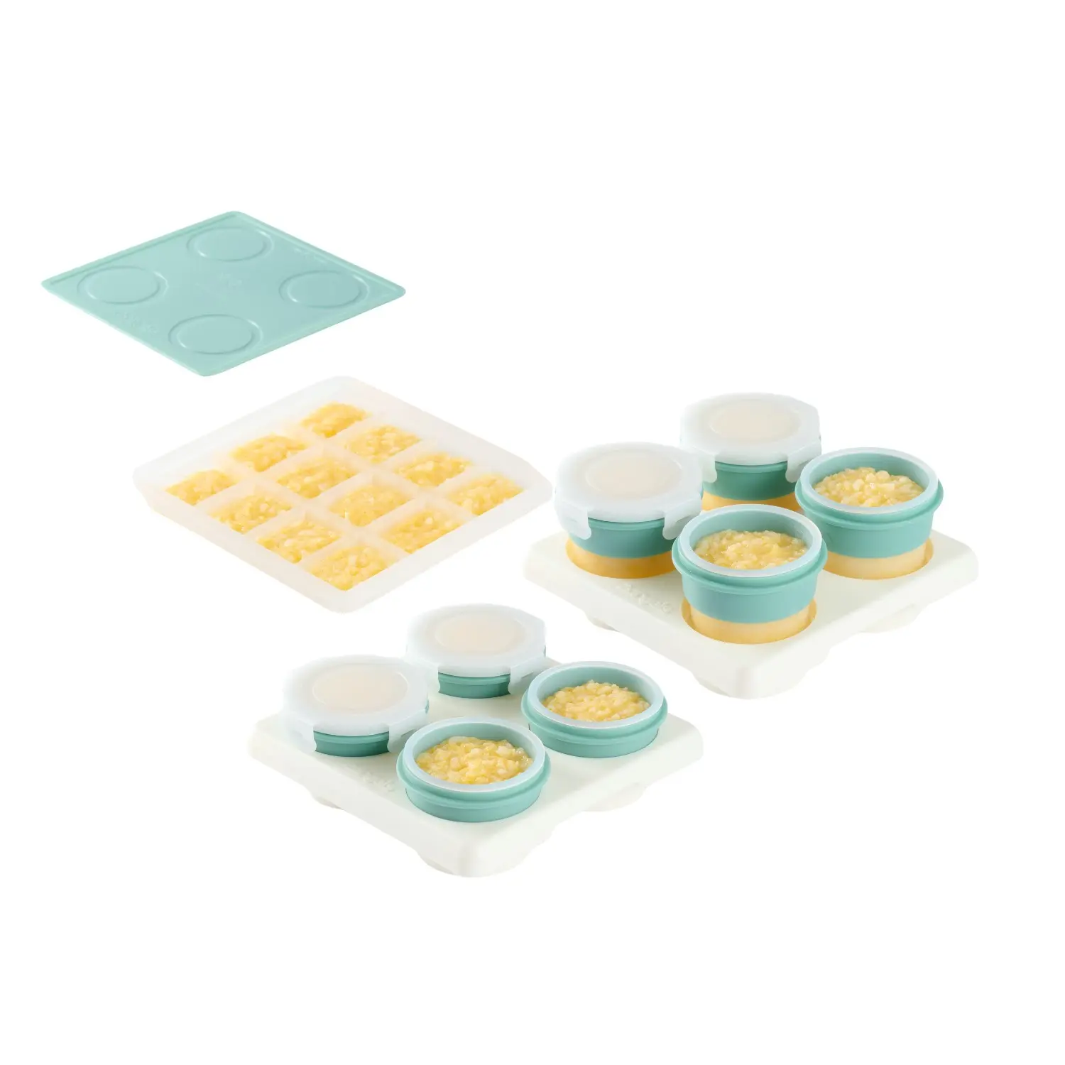 安全無毒耐溫220度➤2angels矽膠副食品儲存系列豪華組/ 15ml+60ml+120ml/ 夏葉綠