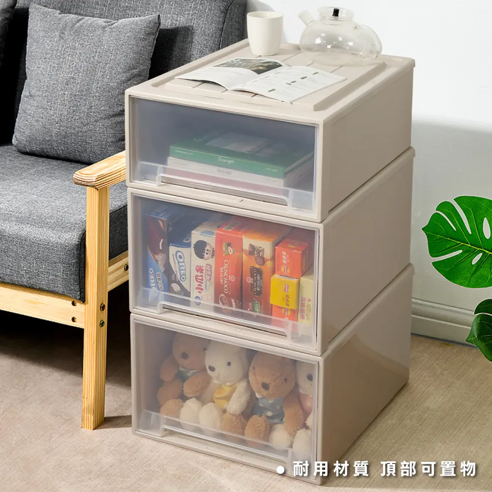 【ONE HOUSE】69L 加厚加高鎖扣抽屜-特大加長/ 透明米白