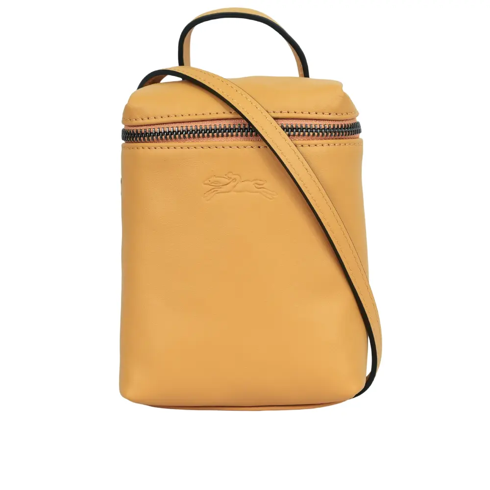 【LONGCHAMP】Le Pliage Xtra XS 小牛皮拉鍊迷你手提/斜背二用包(蜜糖色)/平行輸入