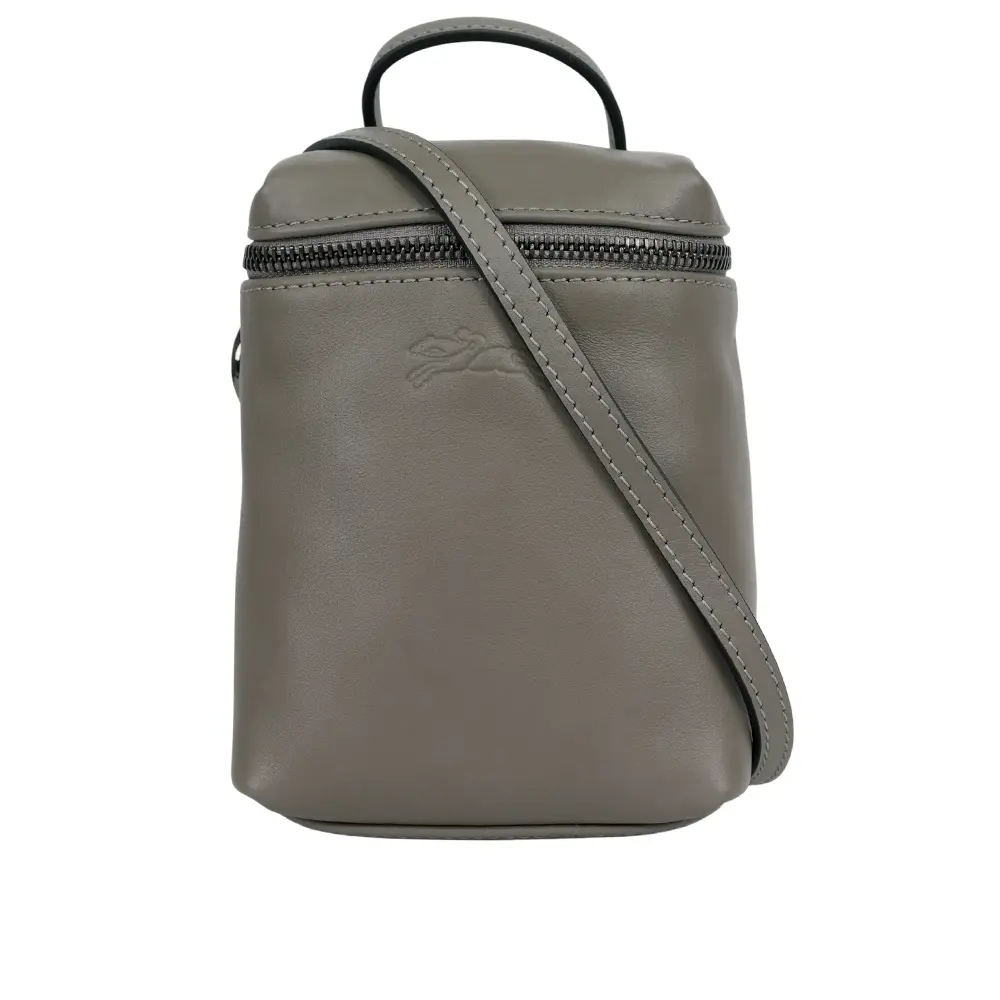 【LONGCHAMP】Le Pliage Xtra XS 小牛皮拉鍊迷你手提/斜背二用包(斑鳩灰)/平行輸入