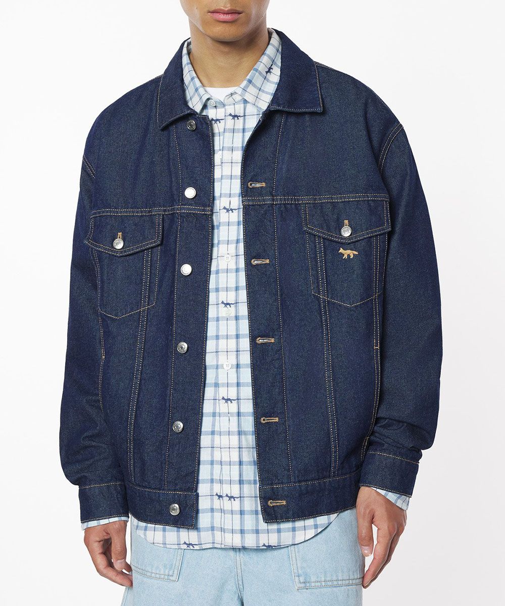 MAISON KITSUNÉ 深藍暗影狐狸卡車司機夾克(日制單寧布)/男裝/ S