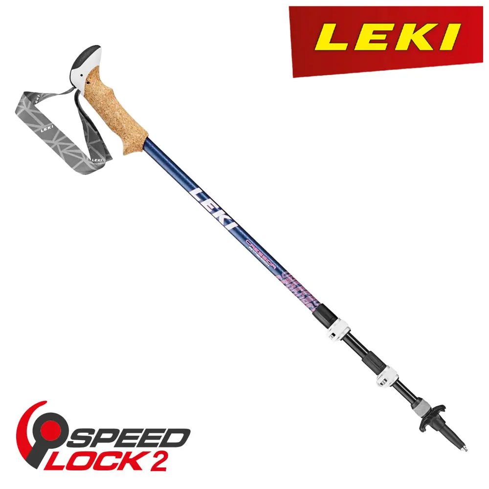 德國【LEKI】CRESSIDA ANTISHOCK 泡綿握把雙快扣有避震登山杖 紫色
