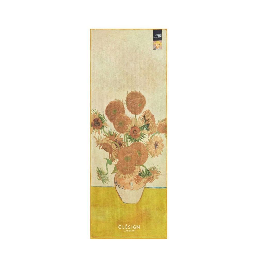 【Clesign】SlipLock Mat Towel 梵谷聯名款止滑鋪巾 - Vase with Twelve Sunflowers (底部有止滑天然橡膠顆粒)