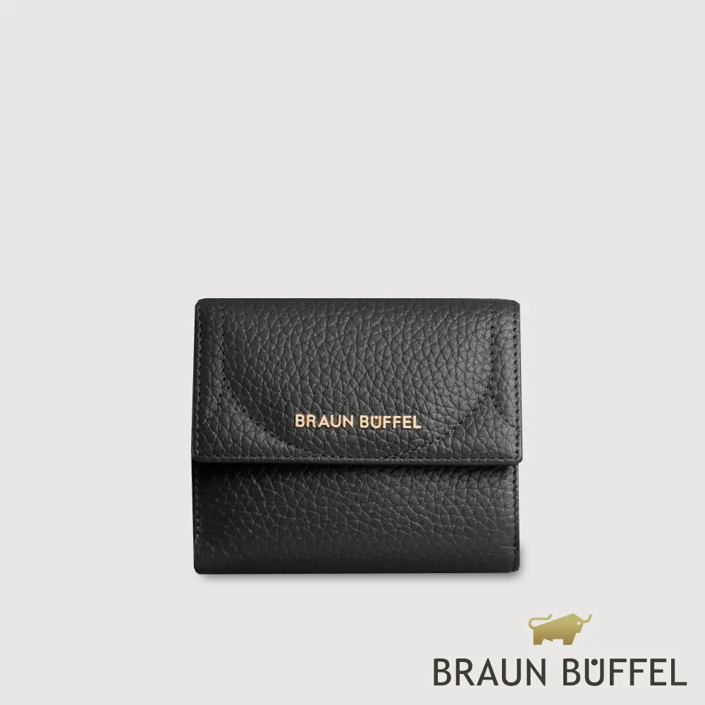 【BRAUN BUFFEL 德國小金牛】台灣總代理 諾蒂斯 8卡兩折短夾-黑色/BF863-404-BK