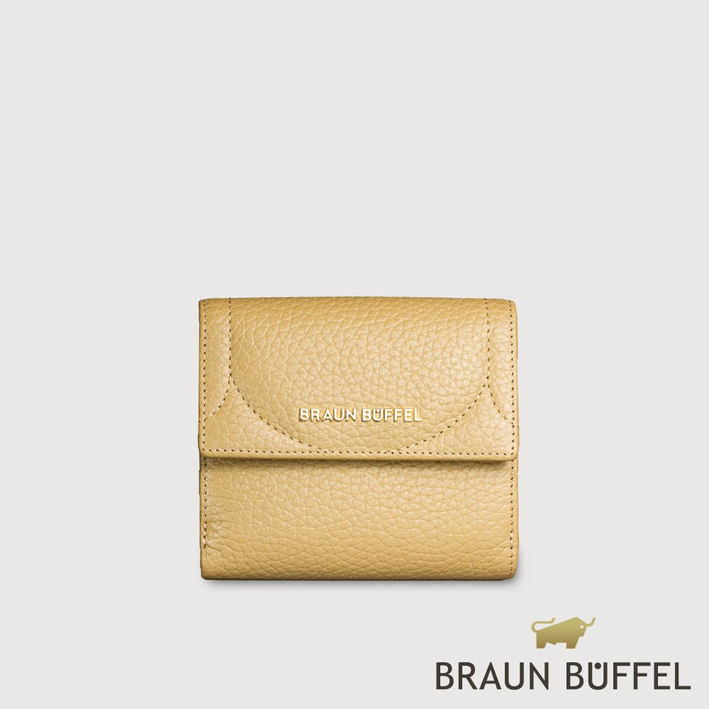 【BRAUN BUFFEL 德國小金牛】台灣總代理 諾蒂斯 8卡兩折短夾-淺棕色/BF863-404-CR