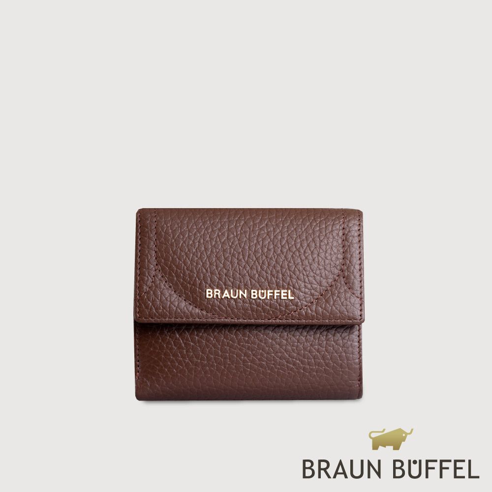【BRAUN BUFFEL 德國小金牛】台灣總代理 諾蒂斯 8卡兩折短夾-培土棕/BF863-404-POS