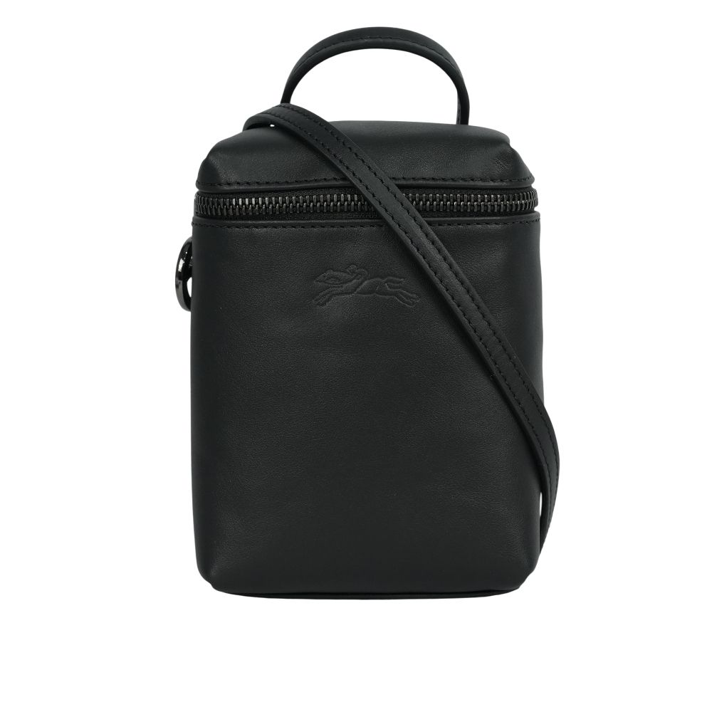【LONGCHAMP】Le Pliage Xtra XS 小牛皮拉鍊迷你手提/斜背二用包(黑色)/ 平行輸入