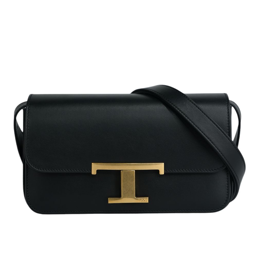 【TOD'S】T Timeless 光滑小牛皮翻蓋長型二用包(Micro)(黑色)/平行輸入