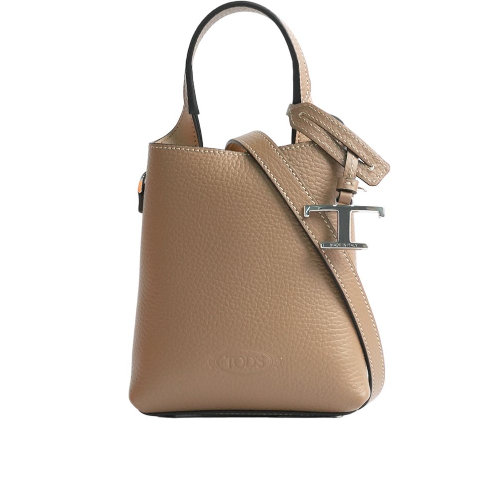 【TOD'S】T Logo 超小號手提/斜背二用皮革手機包(鴿子灰)/平行輸入