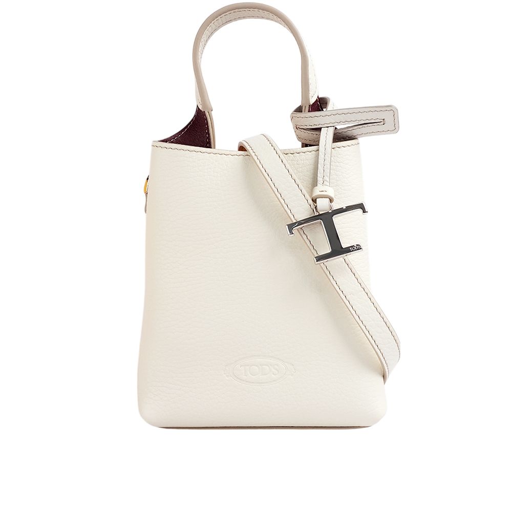 【TOD'S】T Logo 超小號手提/斜背二用皮革手機包(白色)/平行輸入