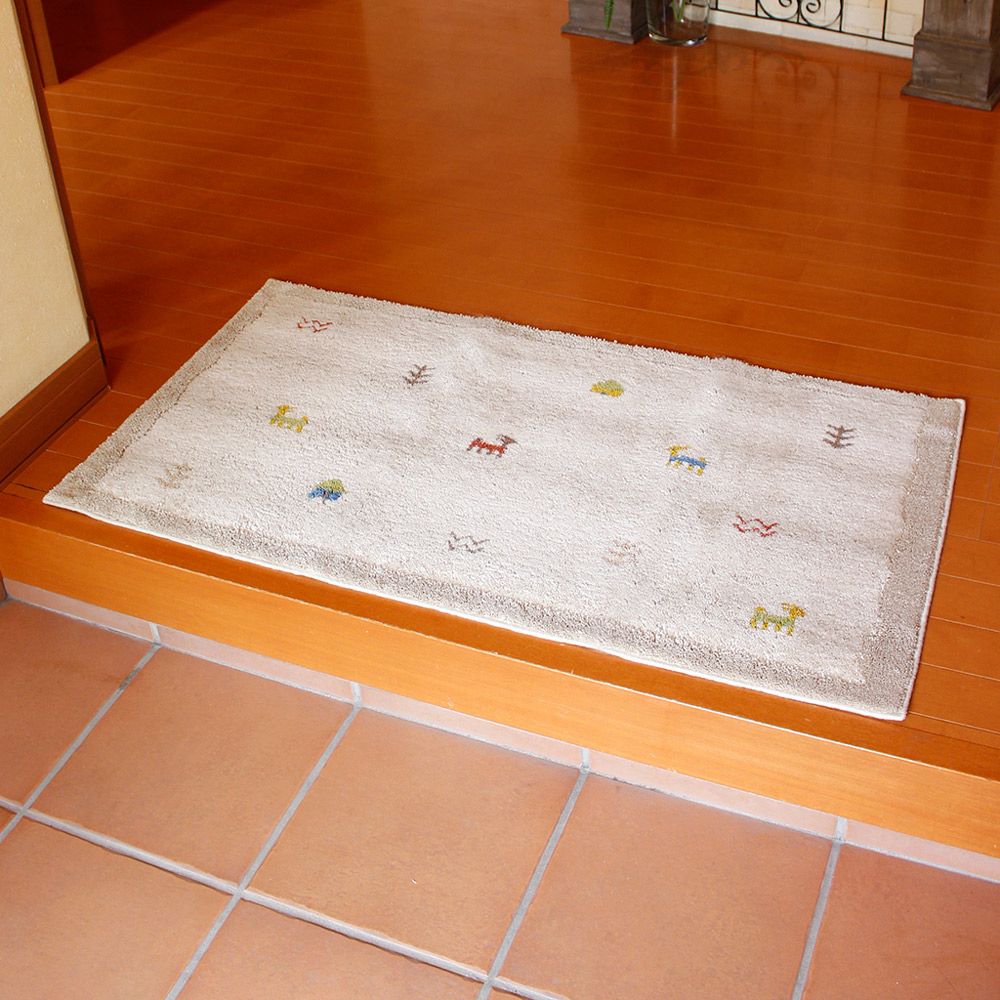 日本OKA 日製游牧民族風威爾頓編織玄關地墊-60x110cm/ 沙棕