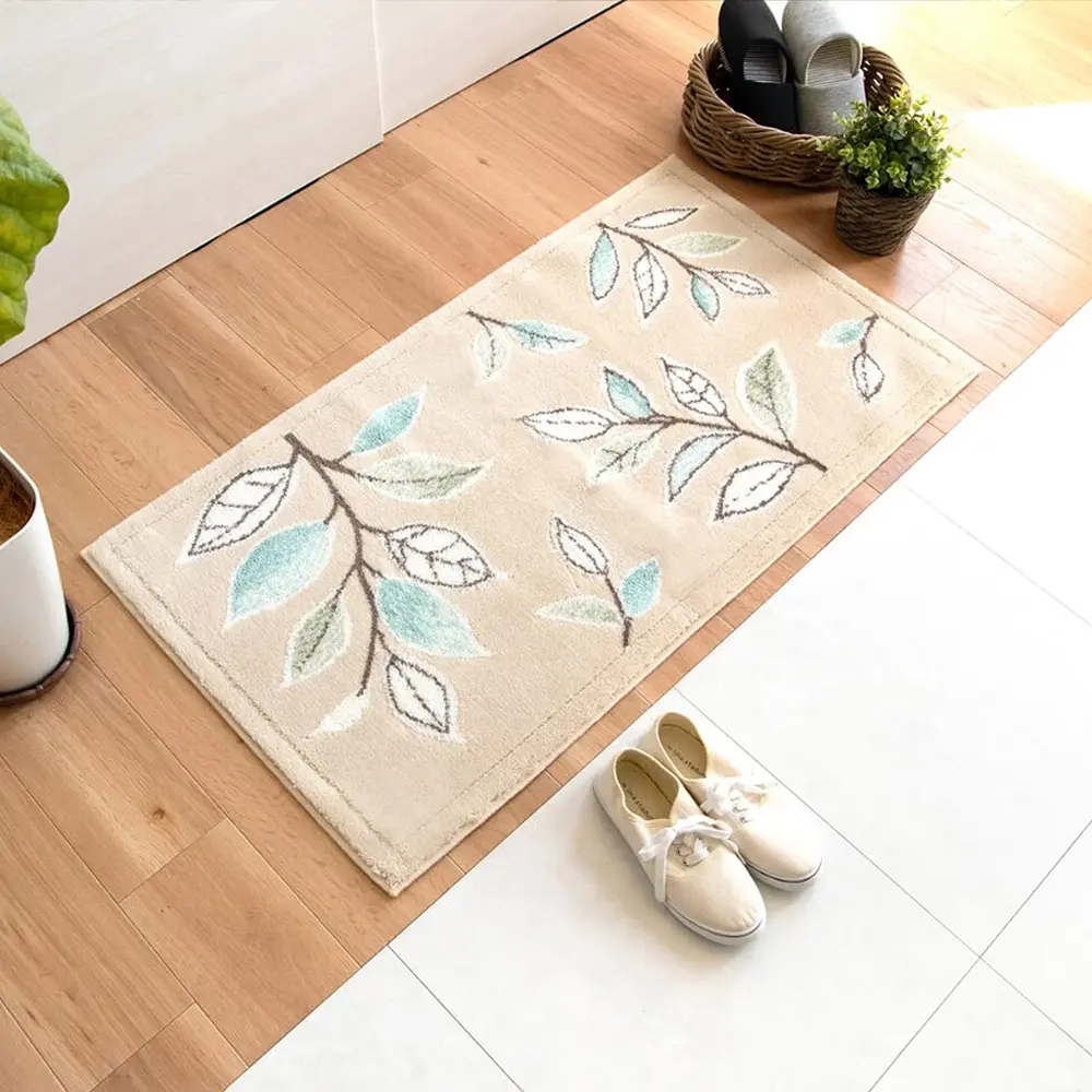 日本OKA 日製抗菌防臭可水洗威爾頓編織玄關地墊-60x110cm/ 繡葉棕