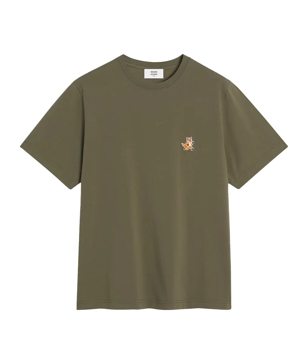 MAISON KITSUNÉ 橄欖綠光速狐狸LOGO舒適短TEE_男/中性/ S