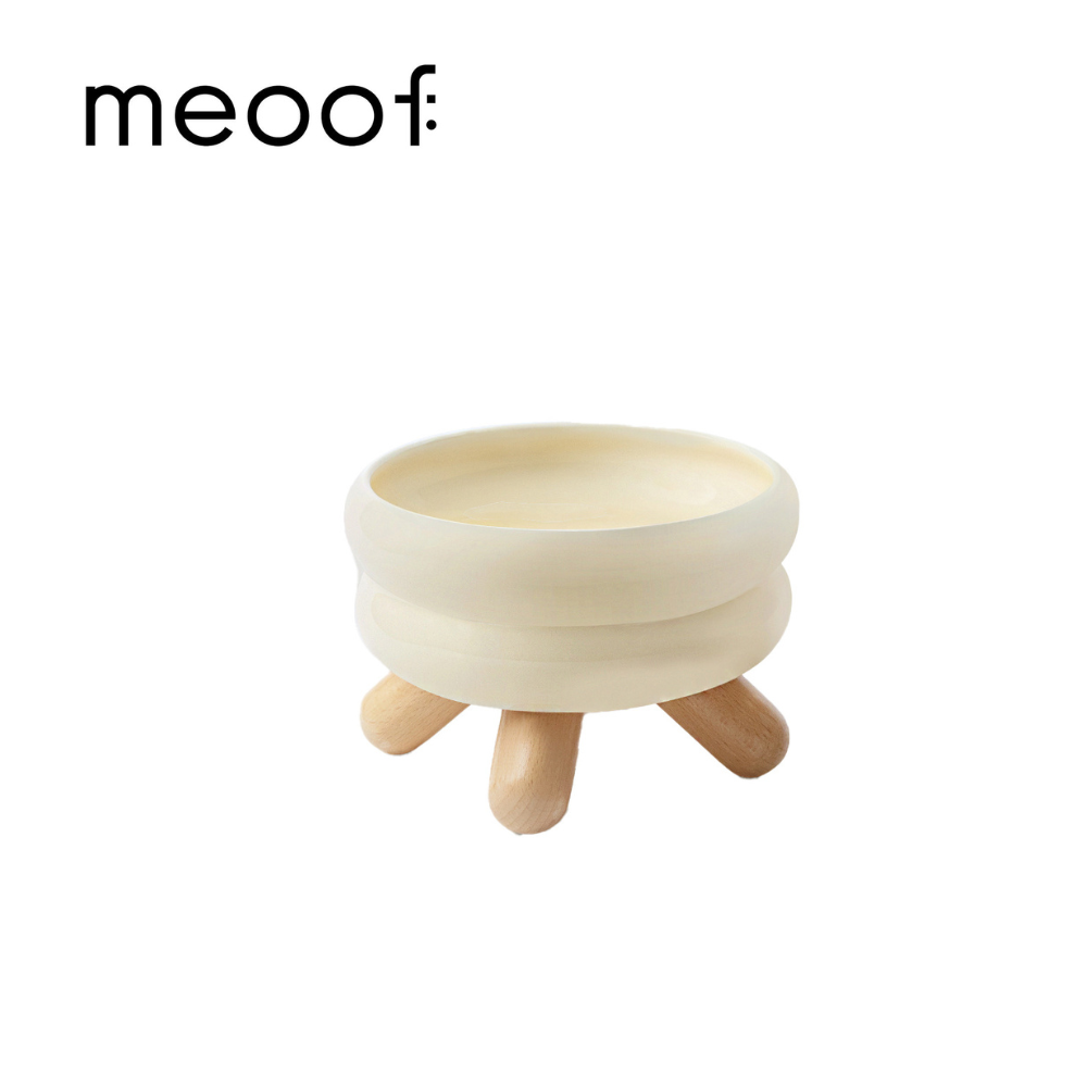 meoof GULU寵物陶瓷水碗 奶油白