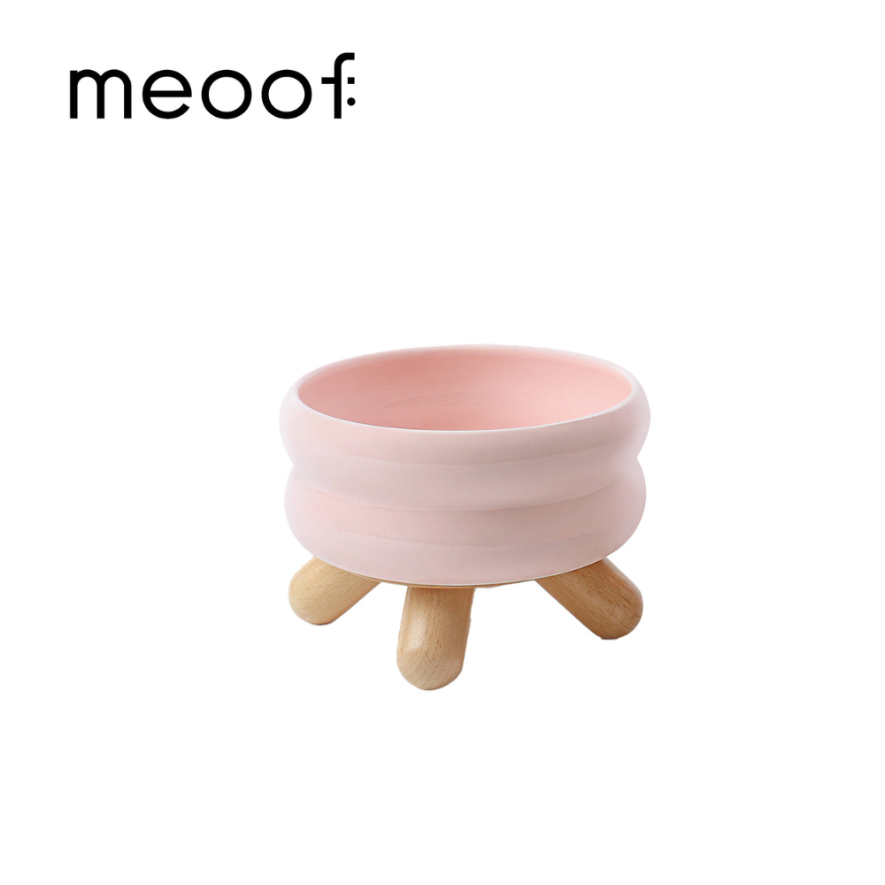 meoof GULU寵物陶瓷水碗 櫻花粉