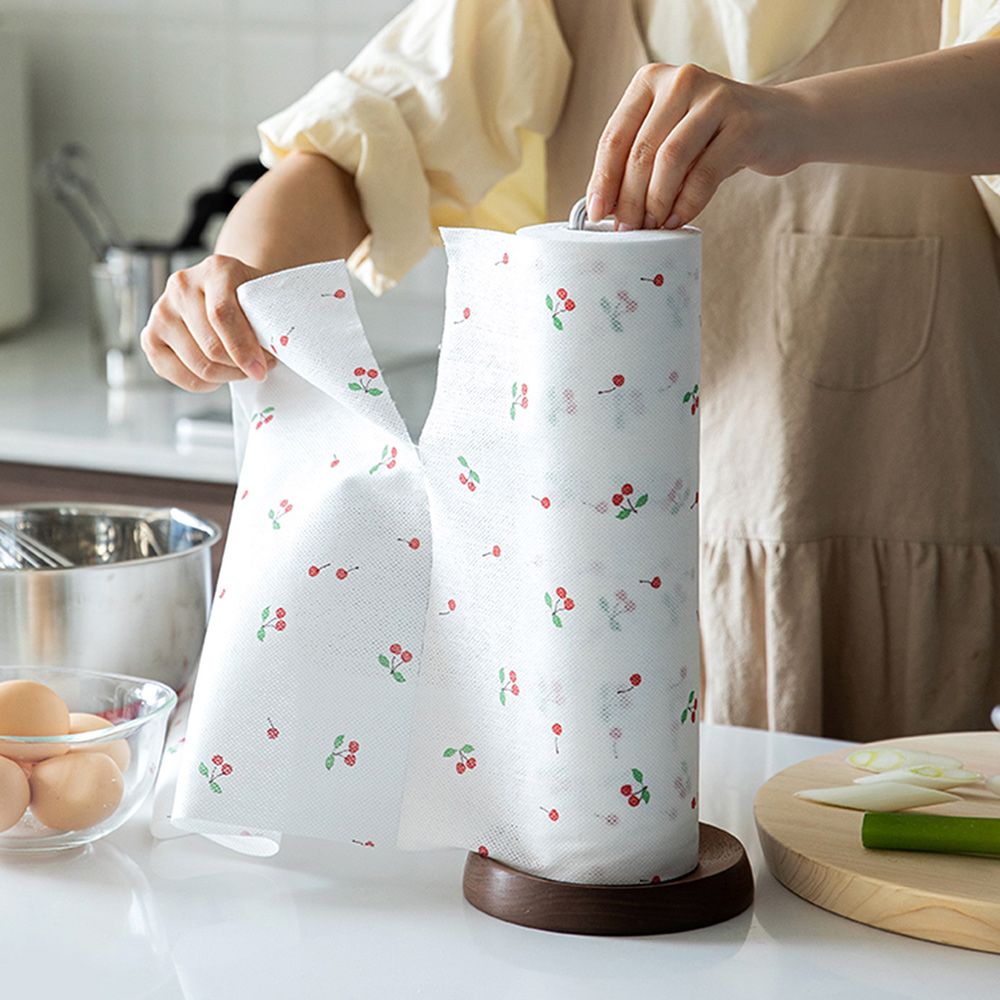 日本霜山 櫻桃印花風一次性抹布/懶人抹布-90入