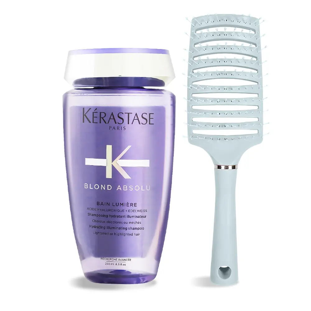 KERASTASE 卡詩 寵愛媽咪套組[燦金絕色髮浴-保濕型(250ml)+大彎排骨梳]-平行輸入