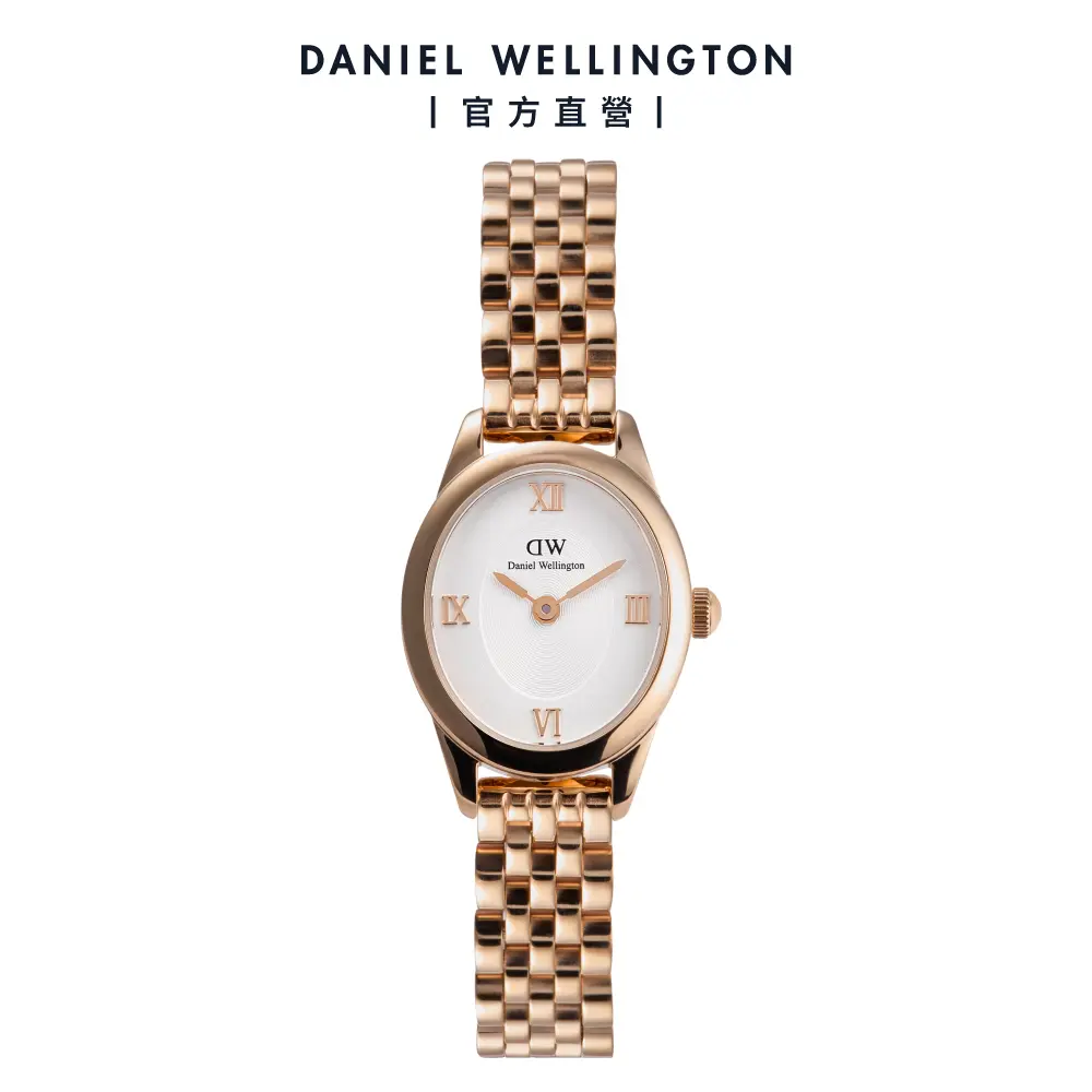 Daniel Wellington 手錶 Ophelia Mini 25.5x22mm 橢圓鍊帶腕錶-純淨白錶盤-玫瑰金(DW00100805)
