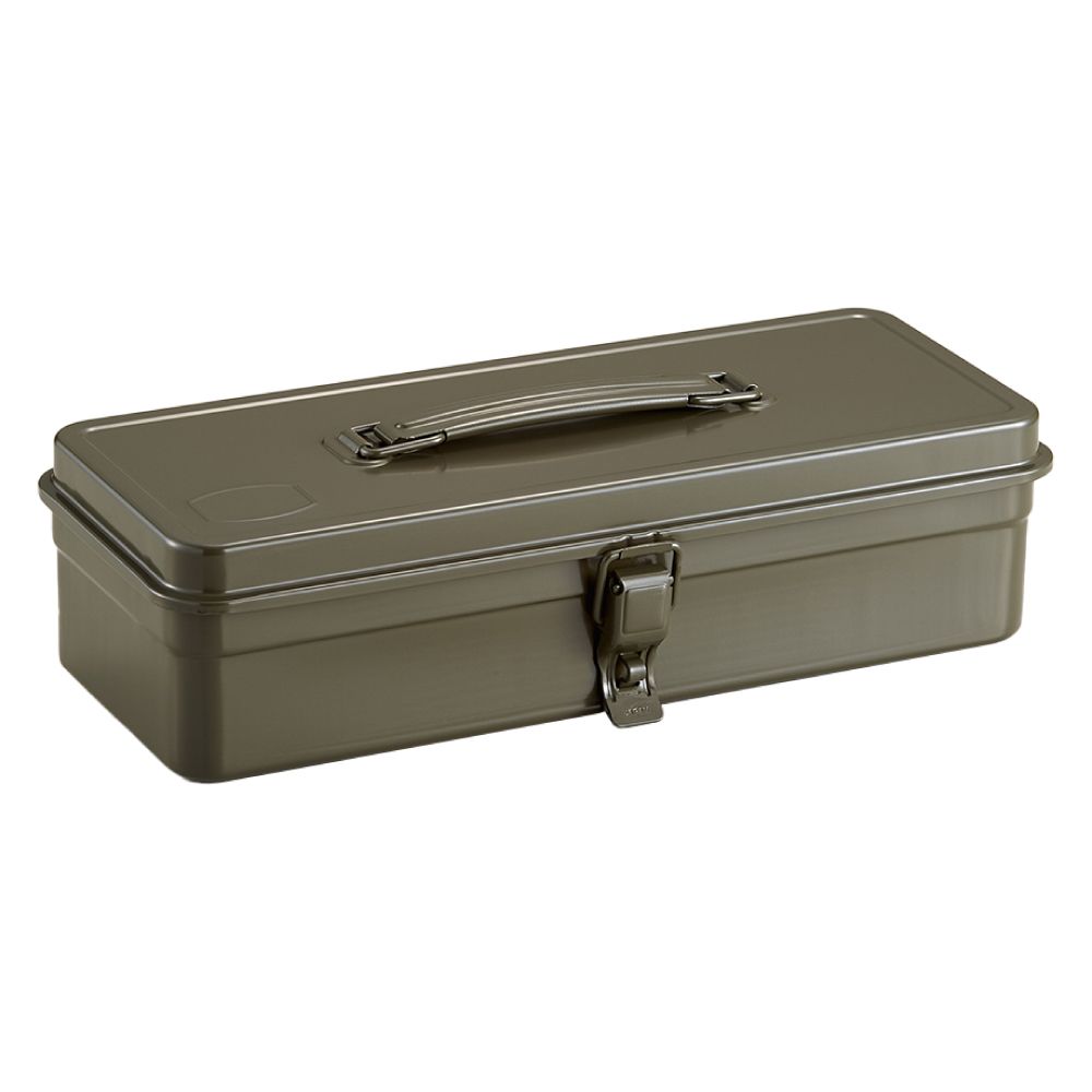 日本TOYO STEEL方型提把式鋼製單層收納工具箱T-320/ 軍綠