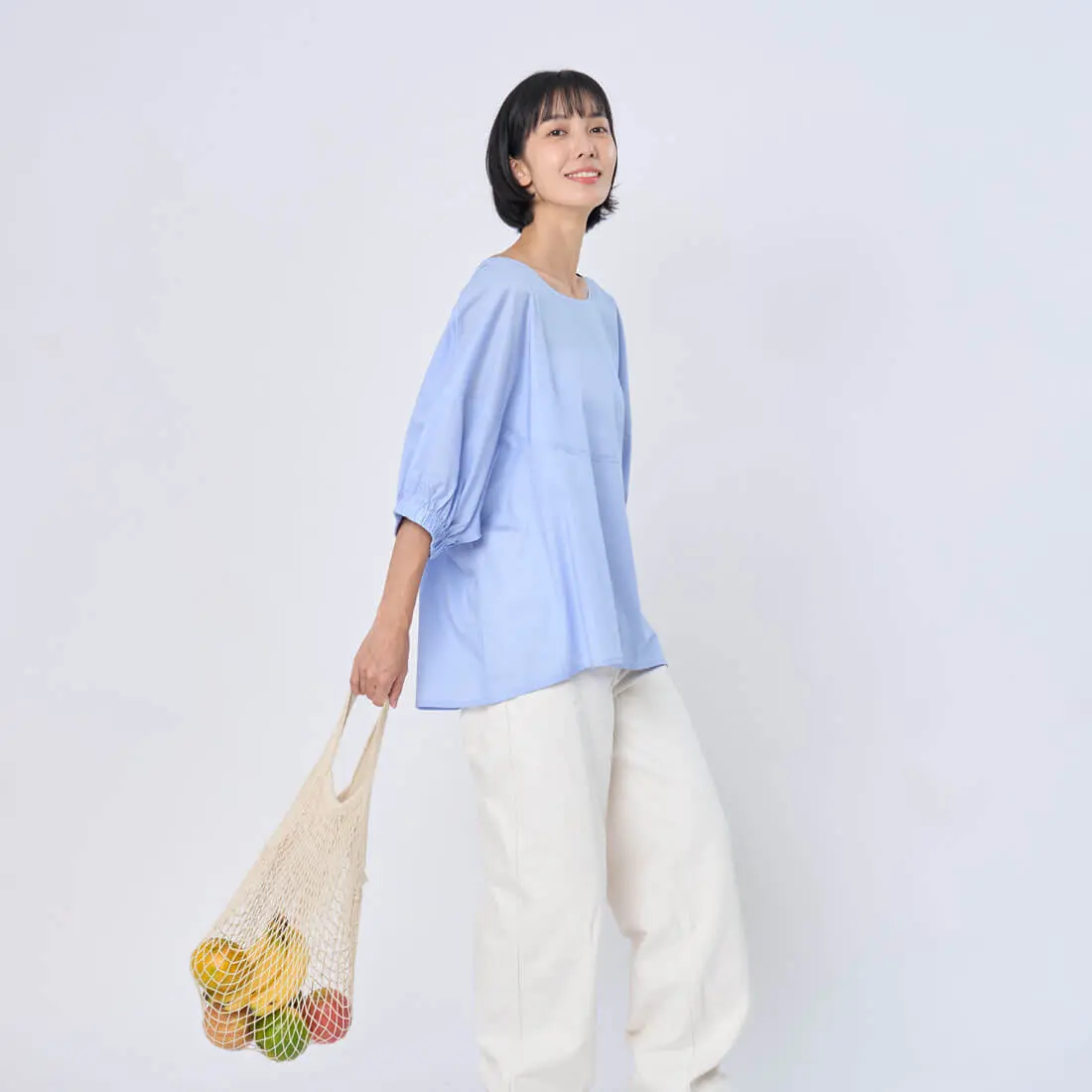 好我 so that's me Opie 棉質圓剪接寬版上衣/ 紫藤藍 Free Size