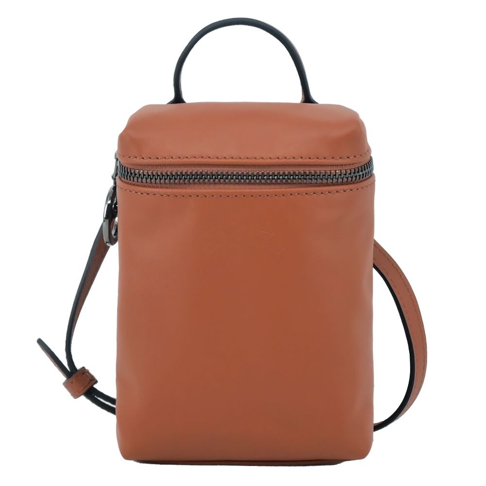 LONGCHAMP LE PLIAGE XTRA系列牛皮直式斜背包(迷你/白蘭地酒)/平行輸入