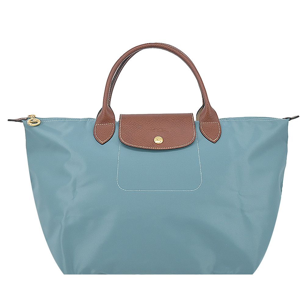LONGCHAMP LE PLIAGE系列短把再生尼龍摺疊水餃包(中/尤加利綠)/平行輸入