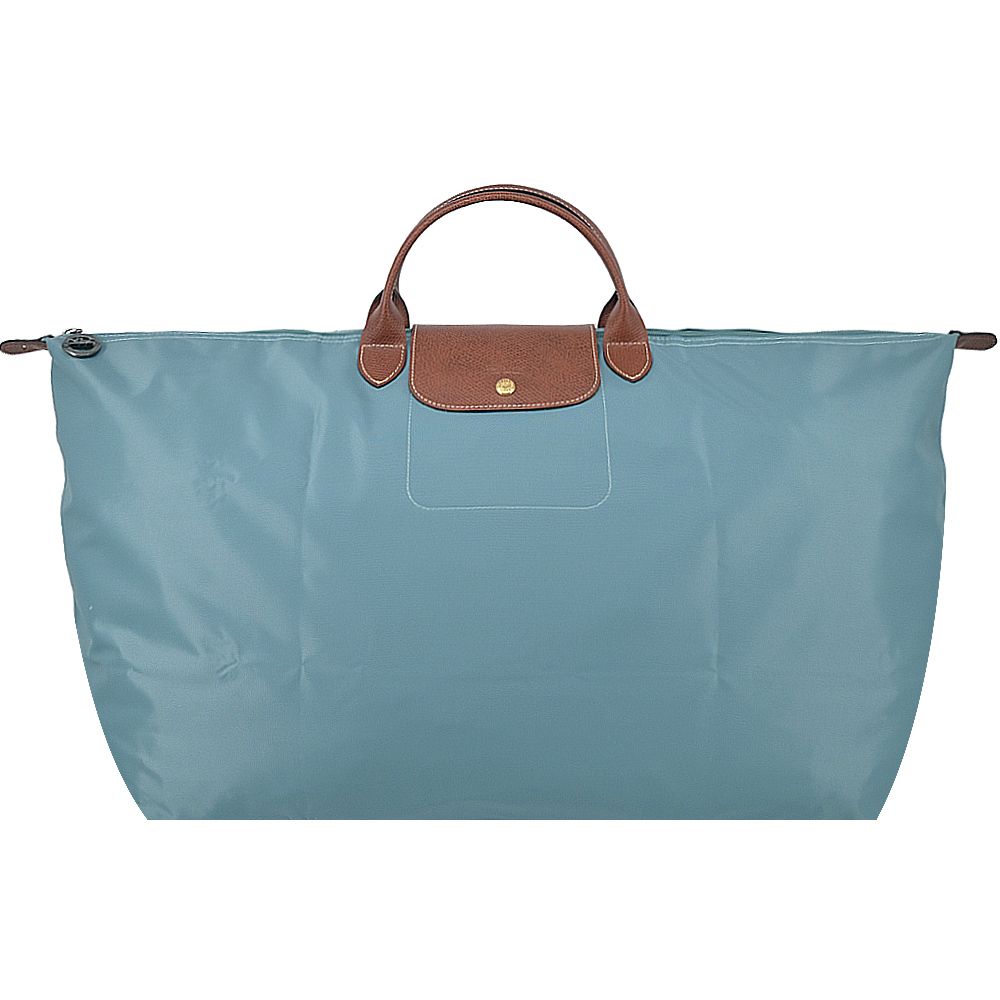 LONGCHAMP LE PLIAGE系列短把再生尼龍摺疊水餃旅行袋(特大/尤加利綠)/平行輸入