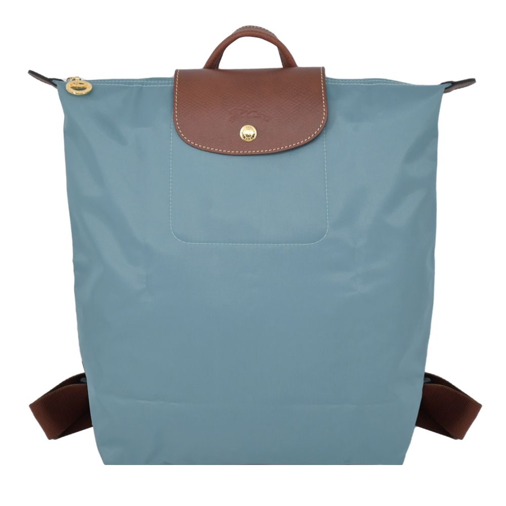 LONGCHAMP LE PLIAGE系列再生尼龍摺疊後背包(中/尤加利綠)/平行輸入