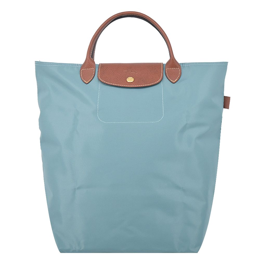 LONGCHAMP LE PLIAGE系列短把再生尼龍手提包(中/尤加利綠)/平行輸入