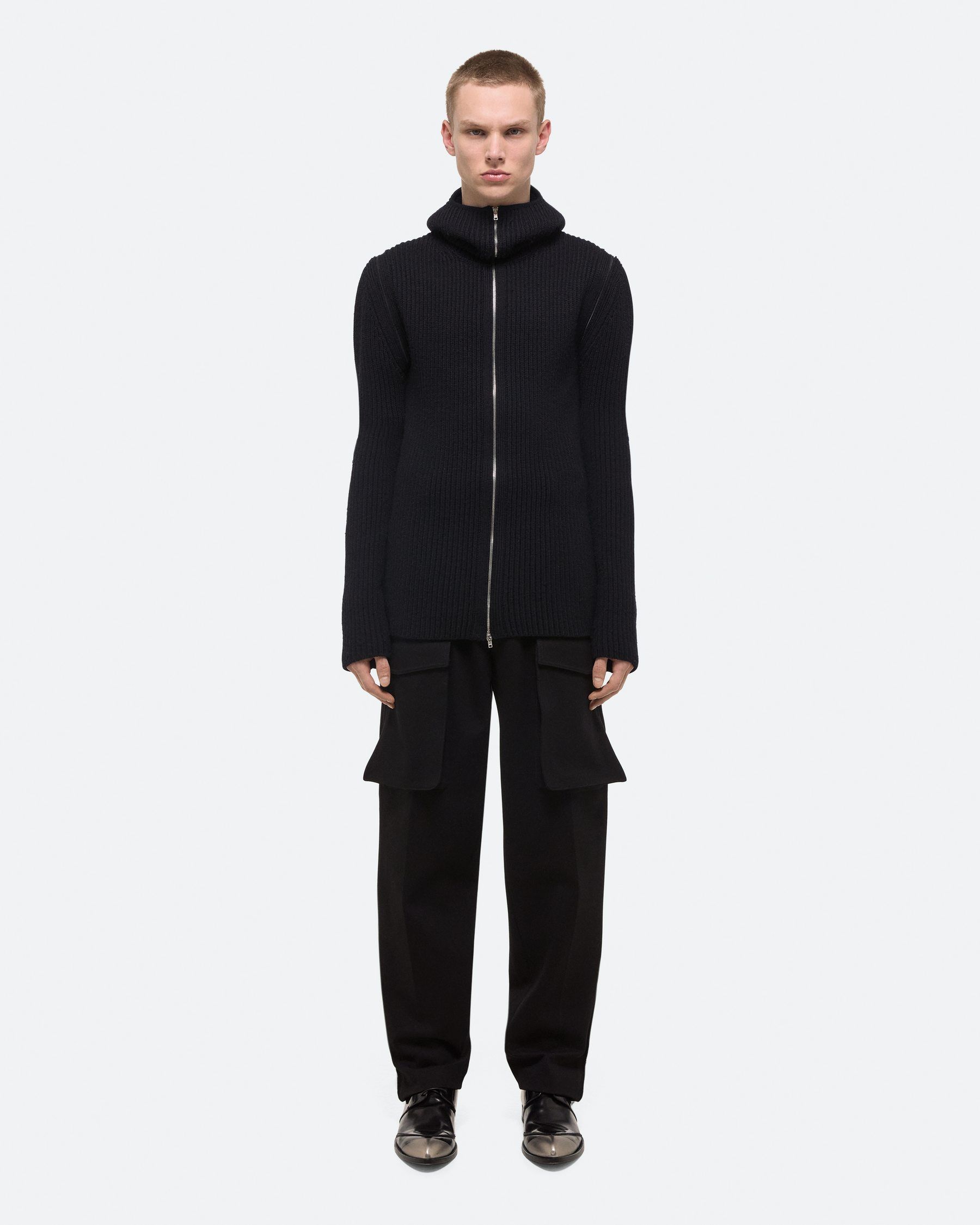 Helmut Lang 拉鍊拆袖黑色蓋臉夾克_男/中性/ M