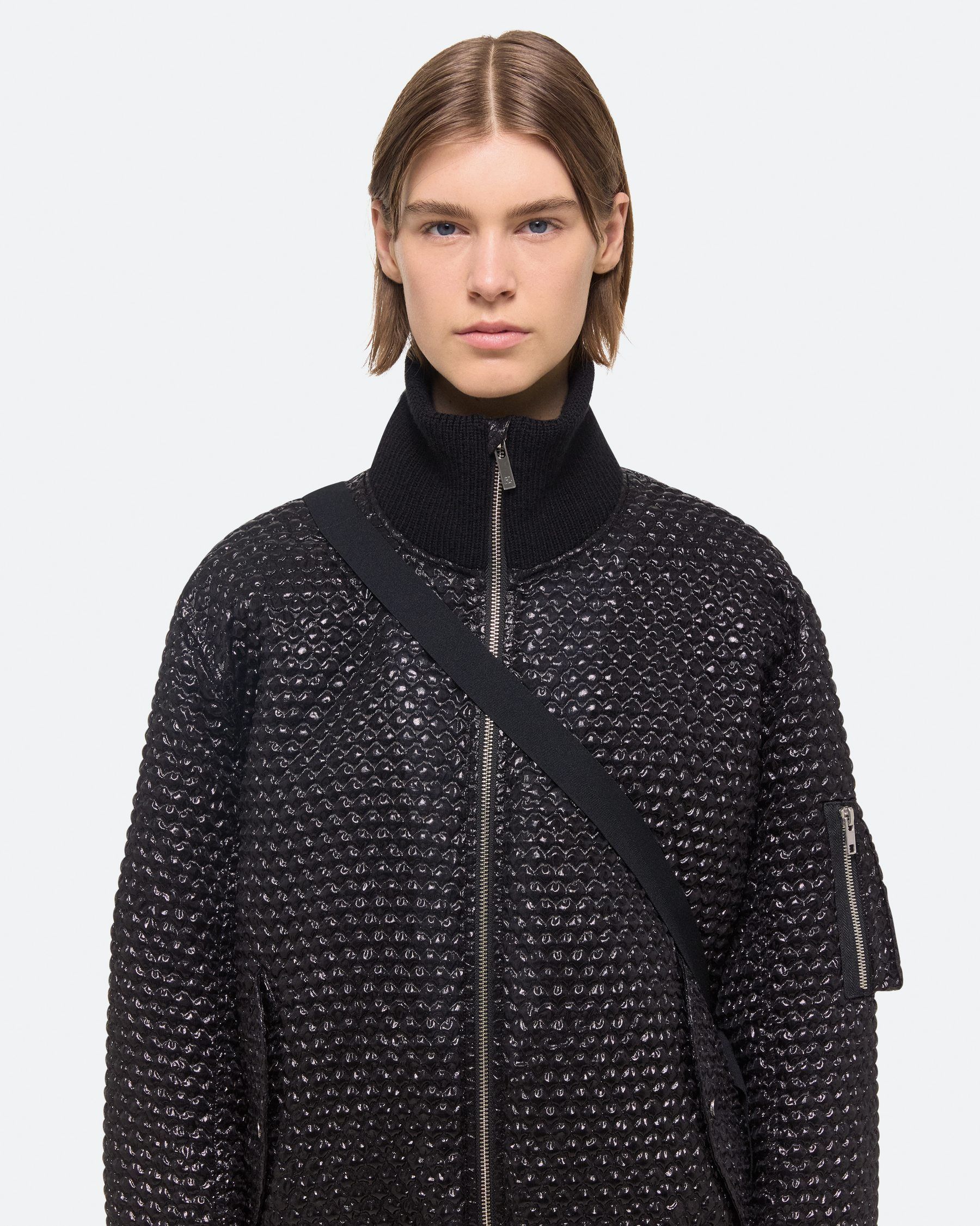 Helmut Lang 黑色拼接領拉鍊飛行員外套_男/中性/M