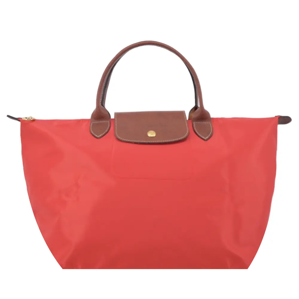 LONGCHAMP LE PLIAGE系列短把再生尼龍摺疊水餃包(中/番茄紅)/平行輸入