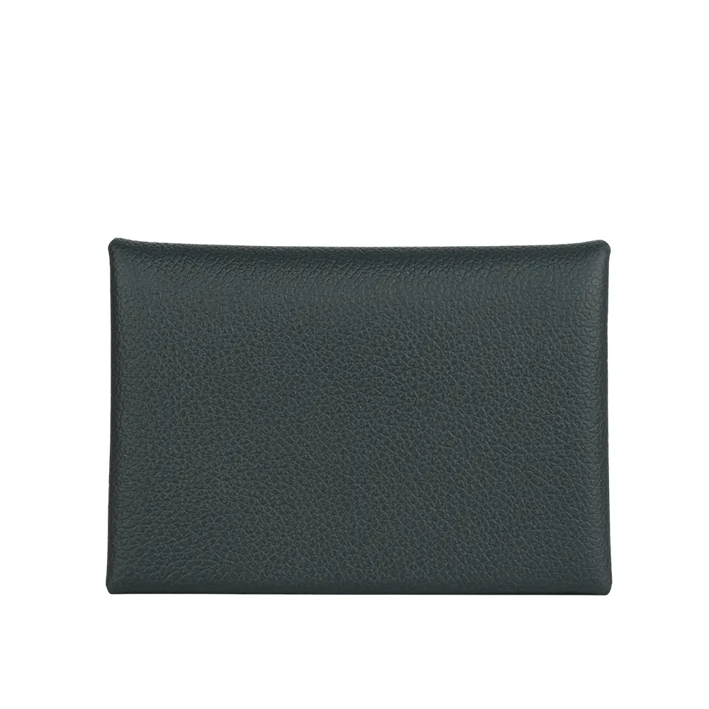 【HERMES】Calvi Duo Evercolor皮釦式卡片夾/零錢包(新深海色)/ 平行輸入
