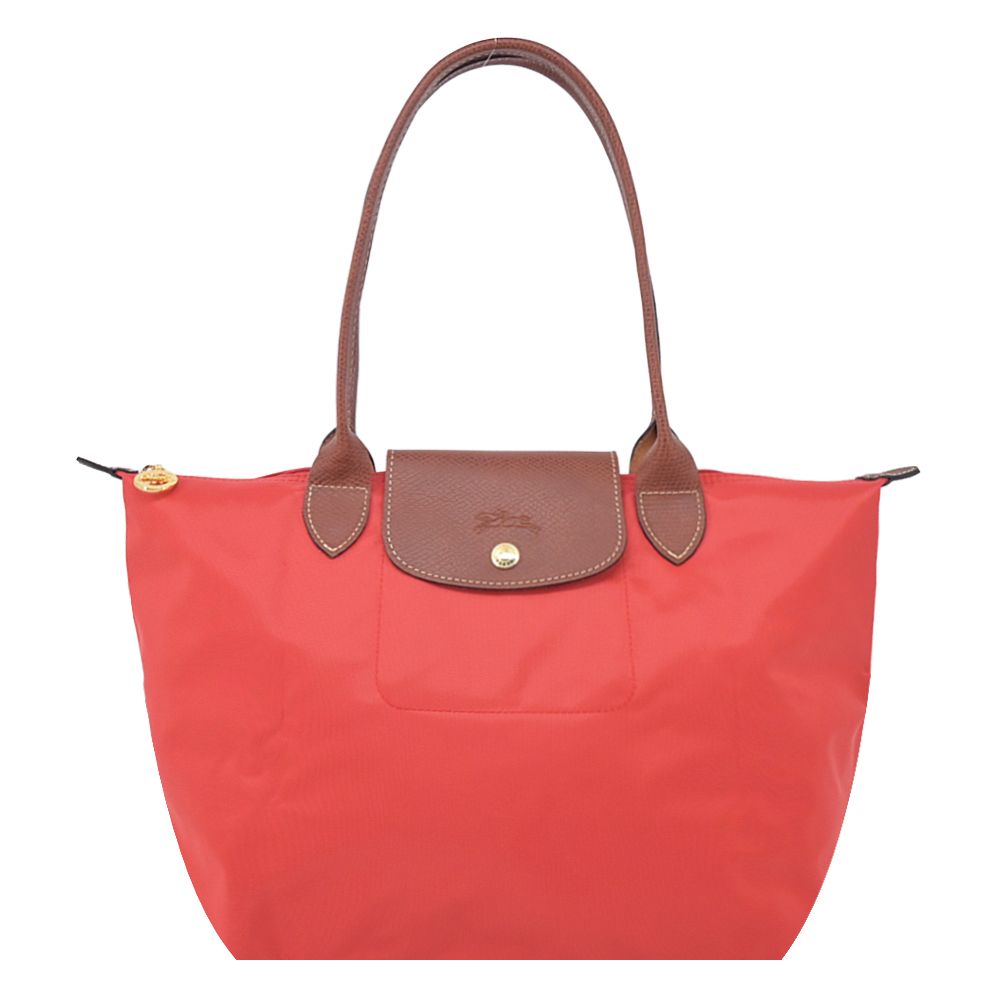 LONGCHAMP LE PLIAGE系列長把再生尼龍摺疊水餃包(中/番茄紅)平行輸入