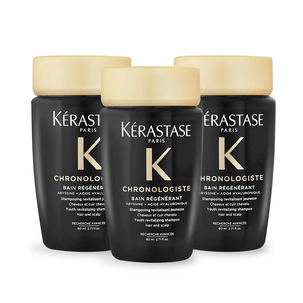 KERASTASE 卡詩 黑鑽極萃逆時淨髮浴超值旅行組(80ml)X3-平行輸入
