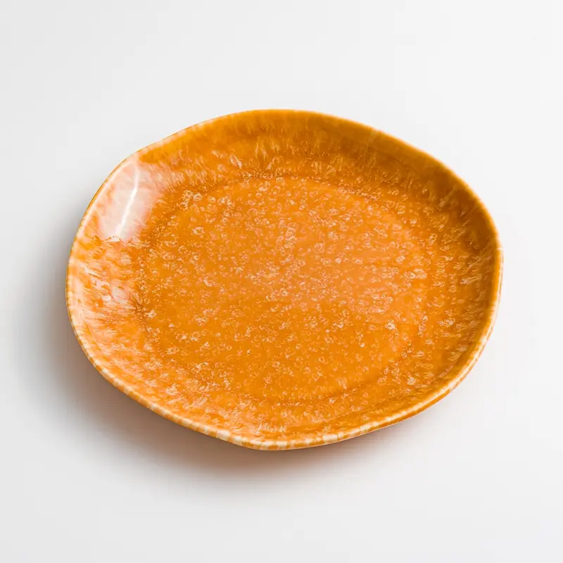 WAGA斑斕亮釉陶瓷盤/ 橘/ 19cm/ 單品