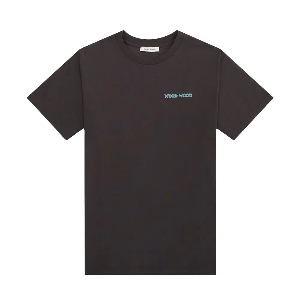 WOOD WOOD 水藍LOGO黑色短袖TEE_男/中性/ S