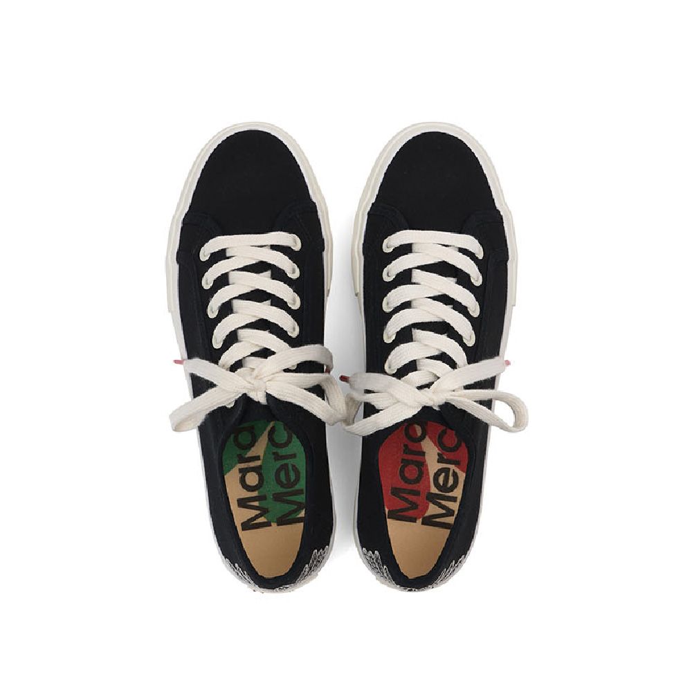 Mardi Mercredi 韓國製 ECLORE PLATFORM SNEAKERS 花朵厚底法式帆布鞋 黑色BLACK/ 23.5 CM