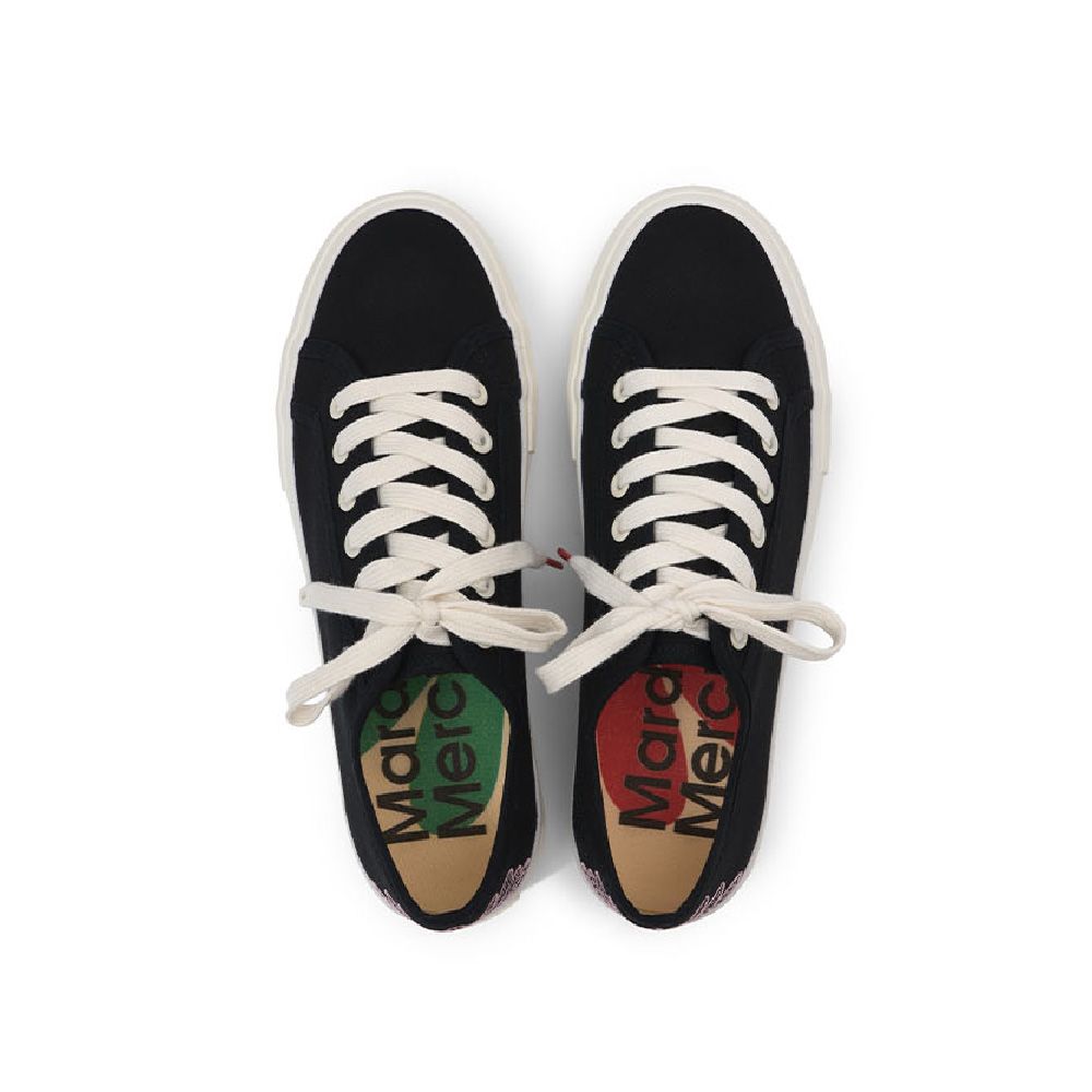 Mardi Mercredi 韓國製 ECLORE PLATFORM SNEAKERS 花朵厚底法式帆布鞋 黑色/粉紅BLACK PINK/ 25.5 CM