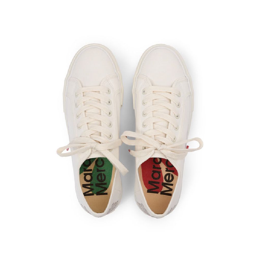 Mardi Mercredi 韓國製 ECLORE PLATFORM SNEAKERS 花朵厚底法式帆布鞋 象牙白/米色IVORY BEIGE/ 23.5 CM