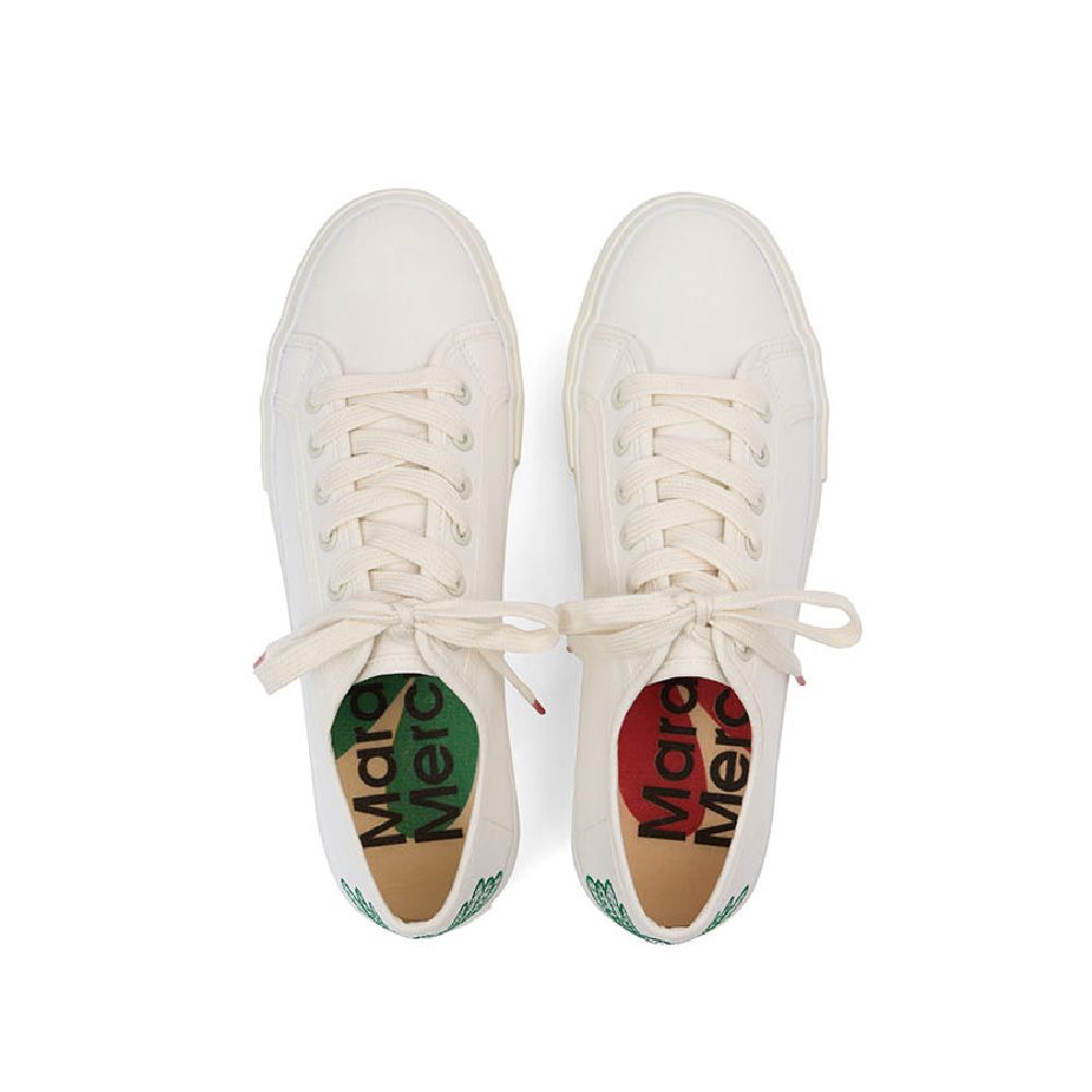 Mardi Mercredi 韓國製 ECLORE PLATFORM SNEAKERS 花朵厚底法式帆布鞋 象牙白IVORY/ 23.5 CM