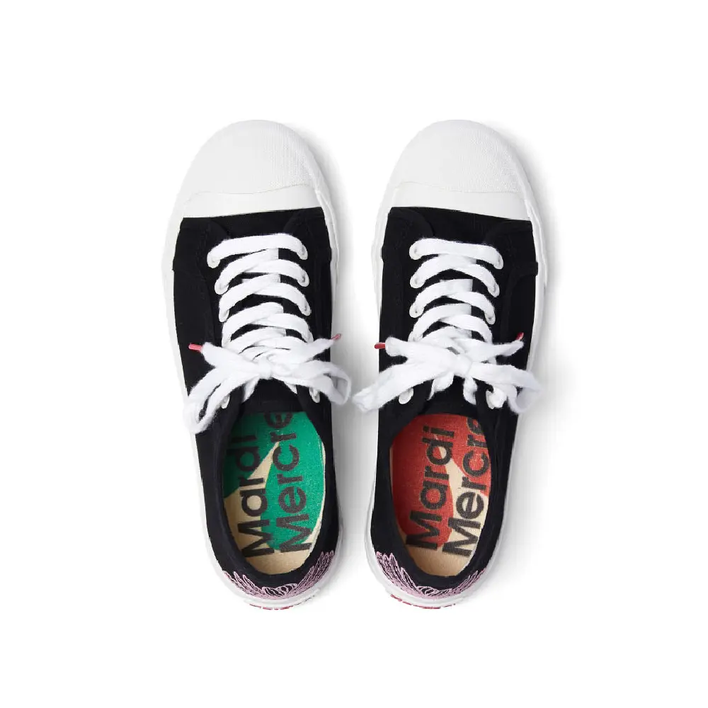 Mardi Mercredi 韓國製 ECLORE SNEAKERS 花朵法式帆布鞋 黑色/粉紅BLACK PINK/ 24.5 CM