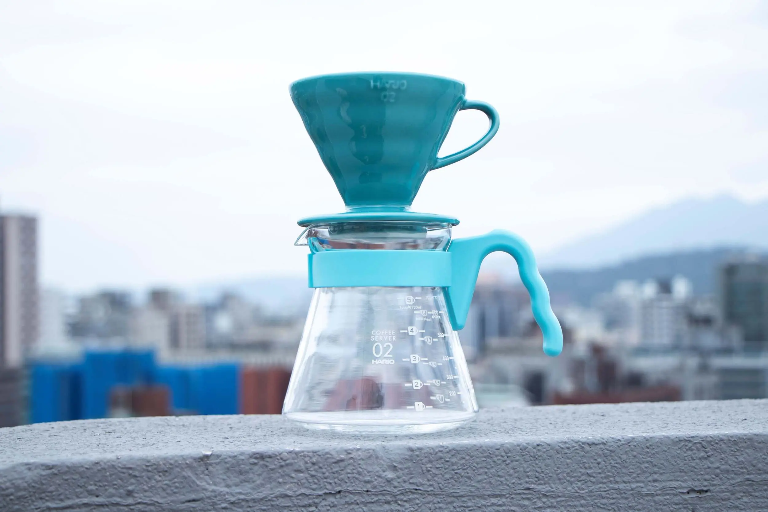 HARIO V60淺藍色02濾杯咖啡壺組EX