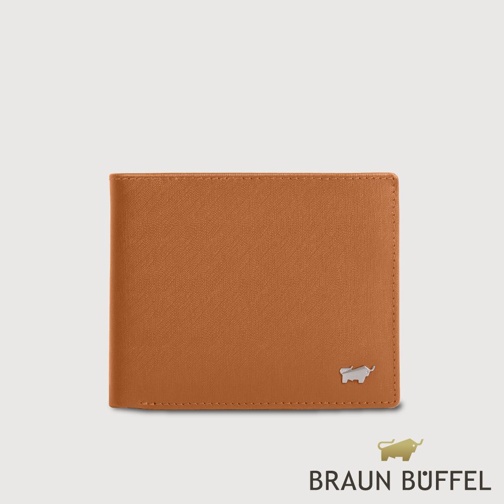【BRAUN BUFFEL 德國小金牛】台灣總代理 HOMME-M 4卡零錢袋皮夾-杏仁巧克力色/BF306-315-SAL