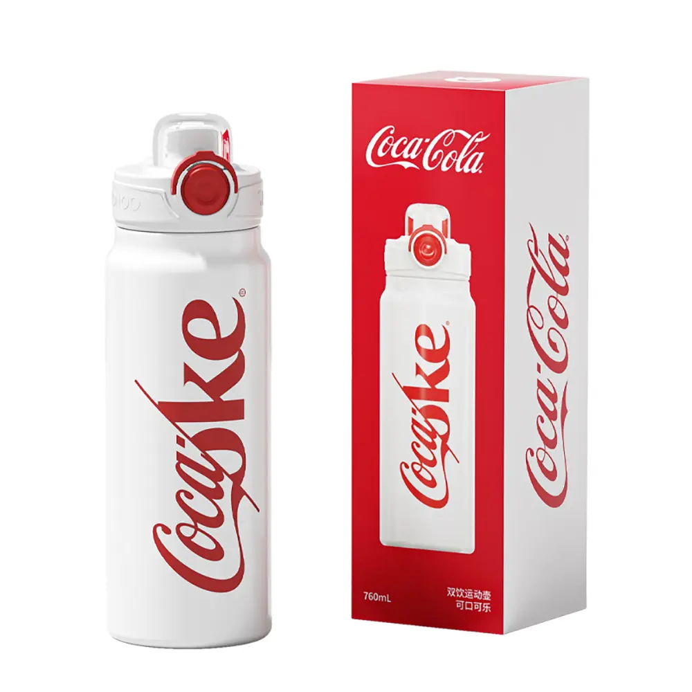 NONOO 可口可樂雙飲運動壺 760ml / 經典白/ 白