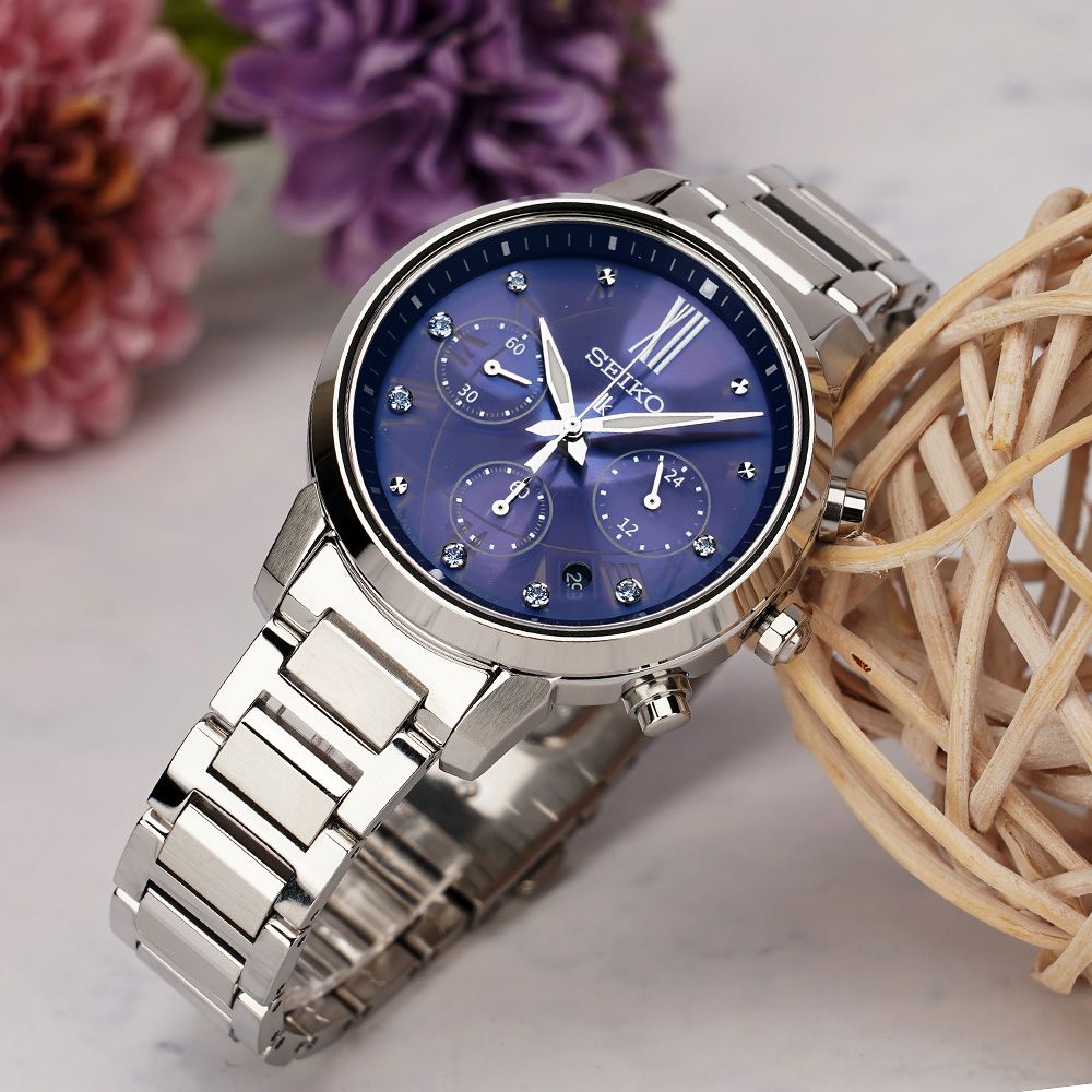 SEIKO 精工 LUKIA 廣告推薦款 太陽能三眼計時女錶(SSC921J1/V175-0FC0B)