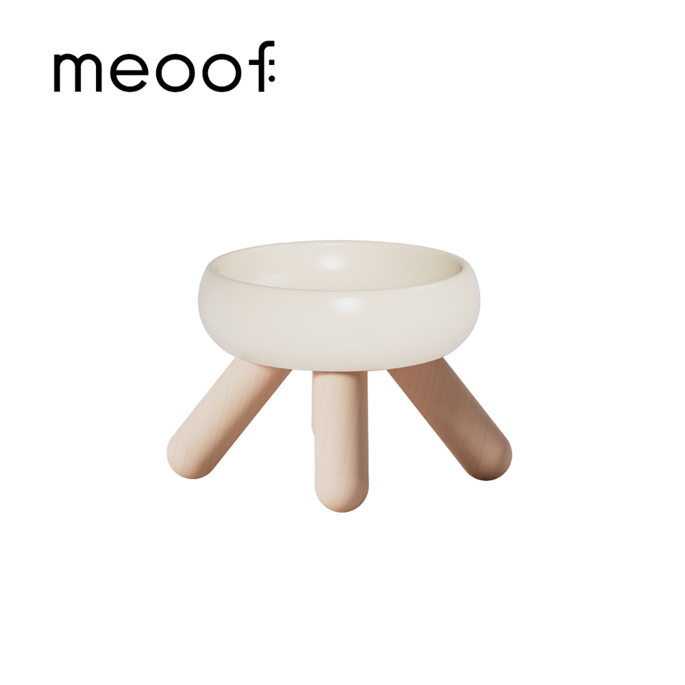 meoof GULU寵物陶瓷食碗 奶油白
