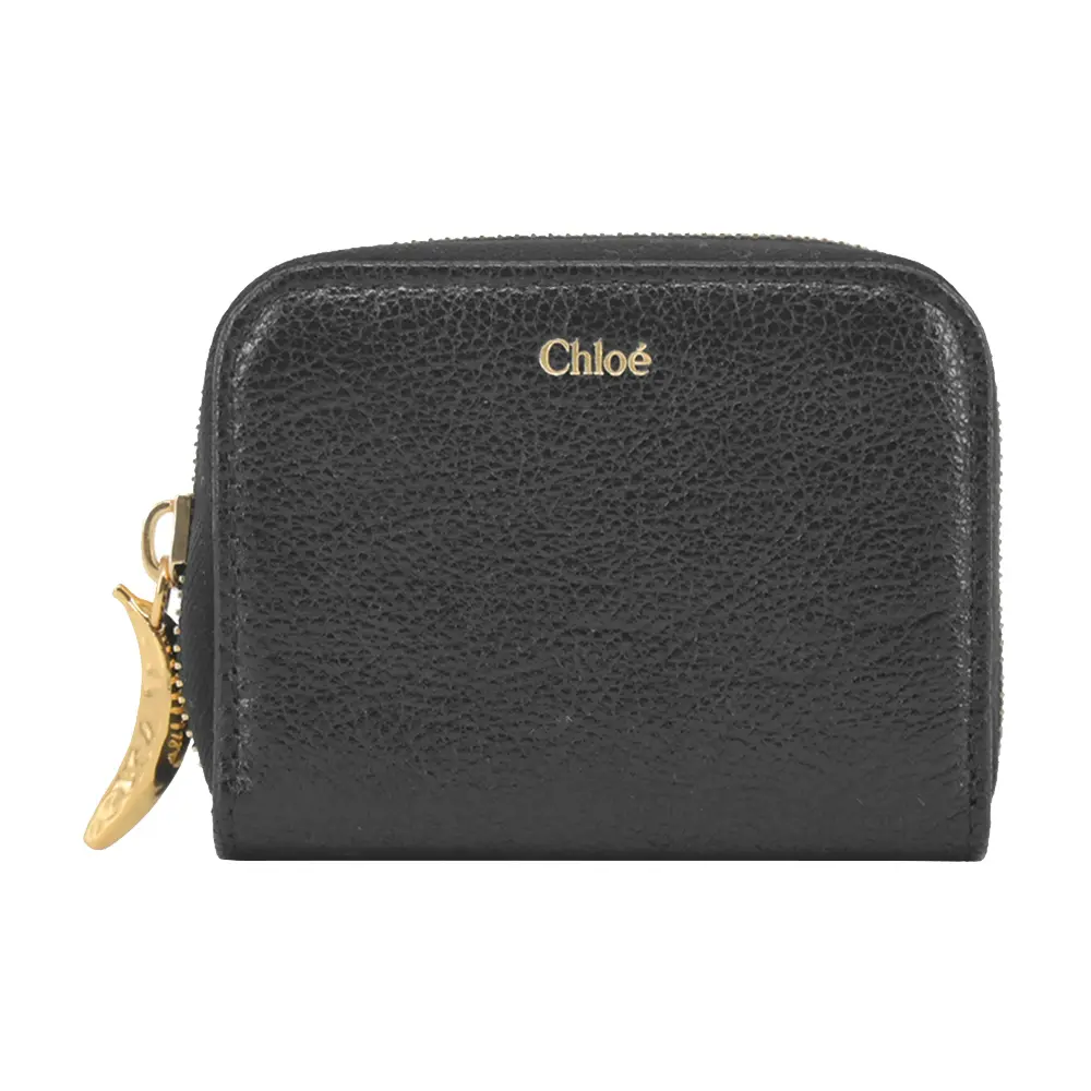 Chloe Banana 粒面皮革拉鍊零錢包/平行輸入/ 黑色