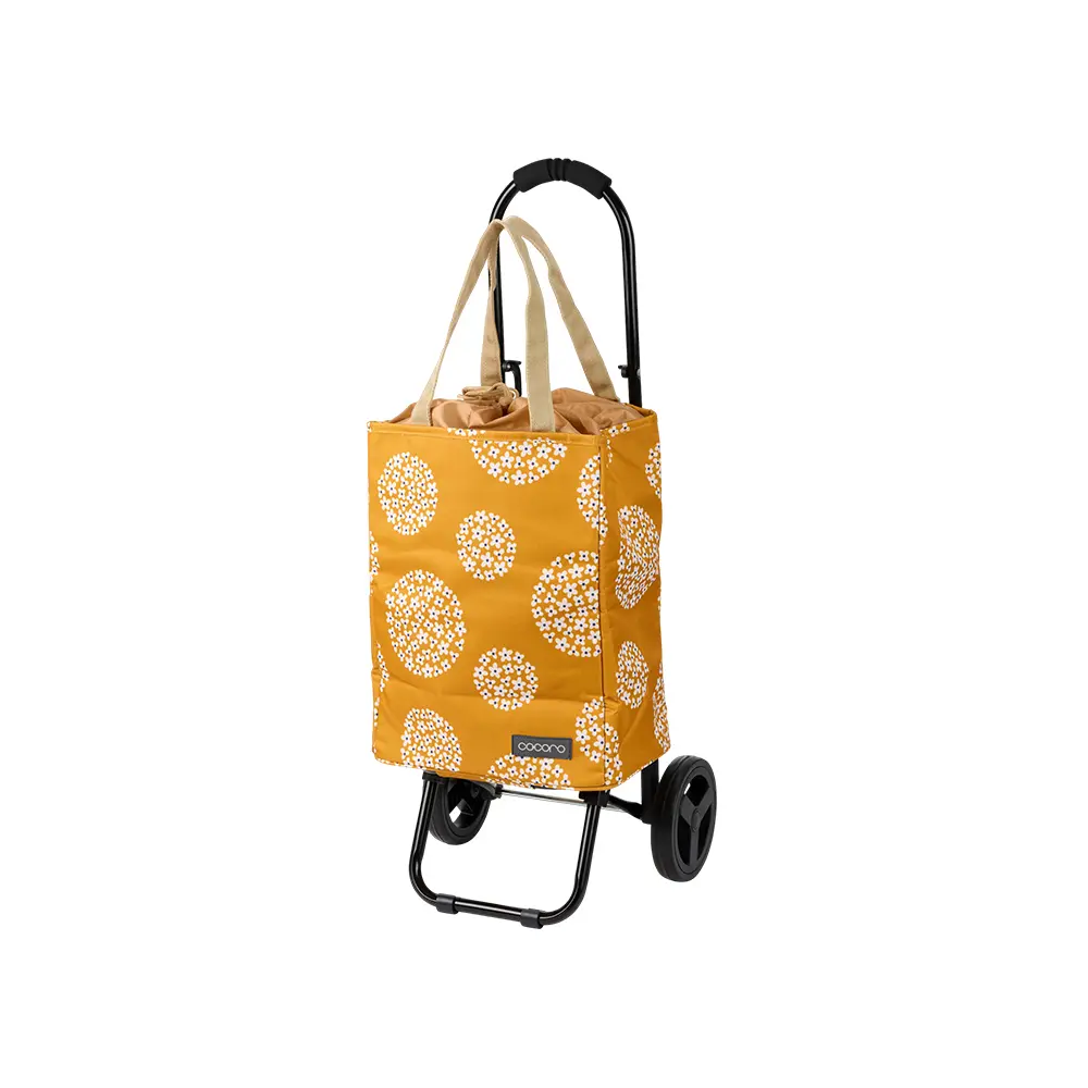 日本cocoro Hailey 印花系列保溫保冷摺疊購物車-22L/ 陽光黃
